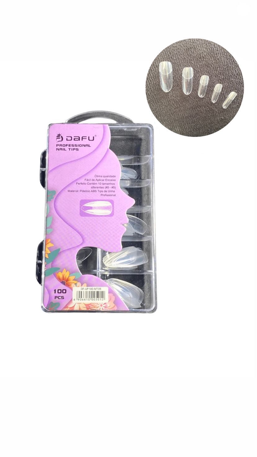 TIPS POSTIÇA TRANSPARENTE 100UND -DAFU INVILA - Tudo para unhas em gel