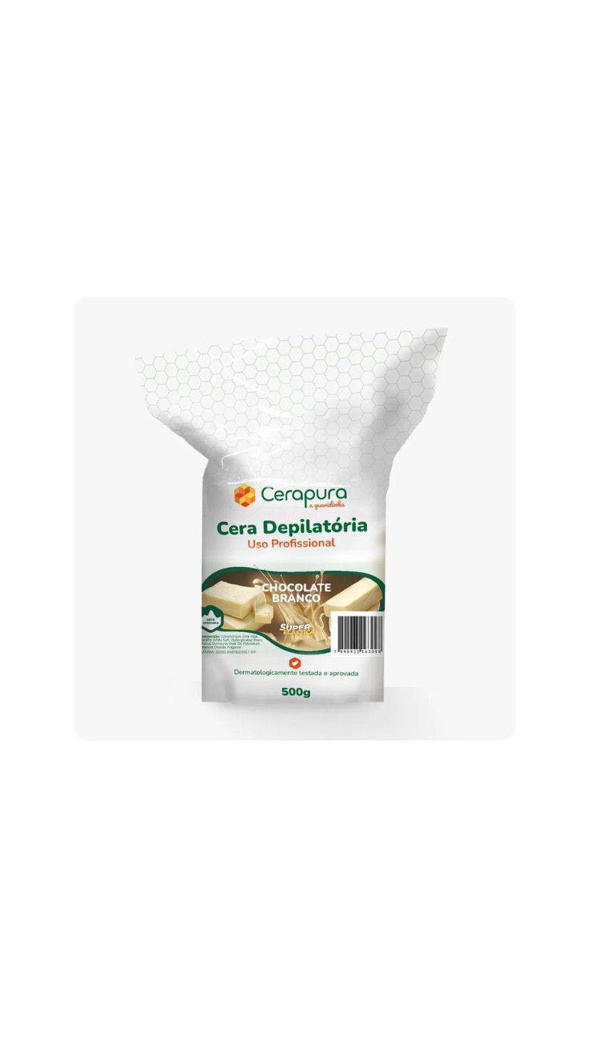 CERA DEPILATORIA CERAPURA CHOC BRANCO 500G INVILA - Tudo para unhas em gel