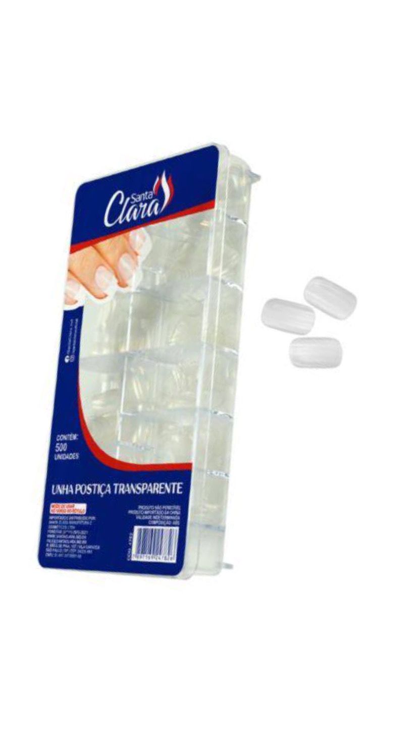 POSTIÇA TRANSPARENTE C/ 500  -SANTA CLARA INVILA - Tudo para unhas em gel