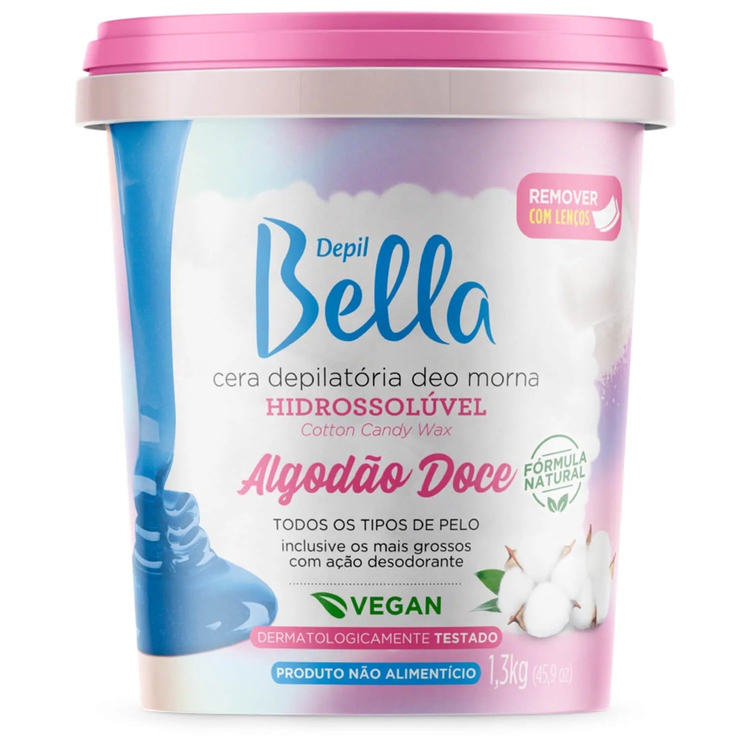 CERA HIDROSSOLUVEL ALGODÃO DOCE DEPIL BELLA 1,3KG INVILA - Tudo para unhas em gel
