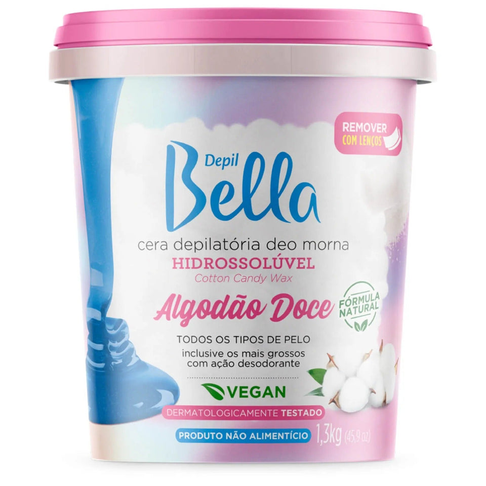 CERA HIDROSSOLUVEL ALGODÃO DOCE DEPIL BELLA 1,3KG INVILA - Tudo para unhas em gel