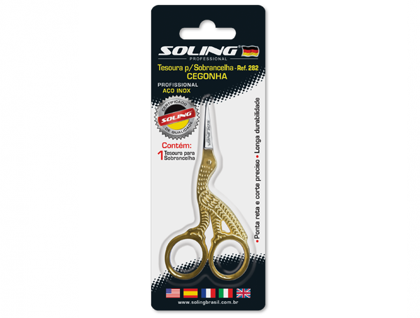 Tesoura Soling para Sobrancelha Cegonha INVILA - Tudo para unhas em gel