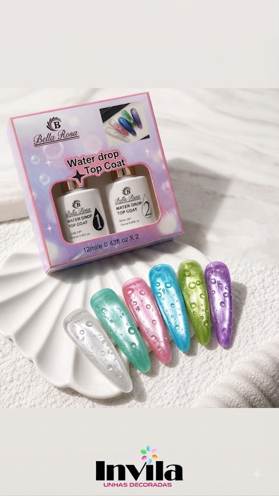 KIT TOP COAT WATER DROP BELLA ROSA 12ML 2 UND