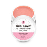 GEL REAL LOVE COM GLITER 3 PINK 15ML INVILA - Tudo para unhas em gel