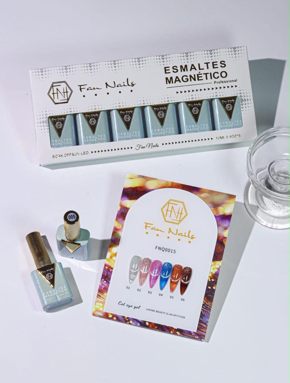 KIT ESMALTE FAN NAILS ESMALTES MAGNETICO 6UN 12ML
