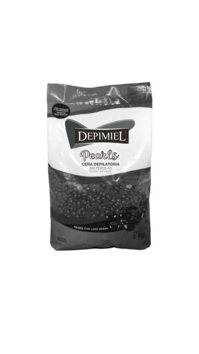 CERA DEPILATÓRIA EM PÉROLAS  COM LAMA NEGRA 1KG -DEPIMIEL INVILA - Tudo para unhas em gel