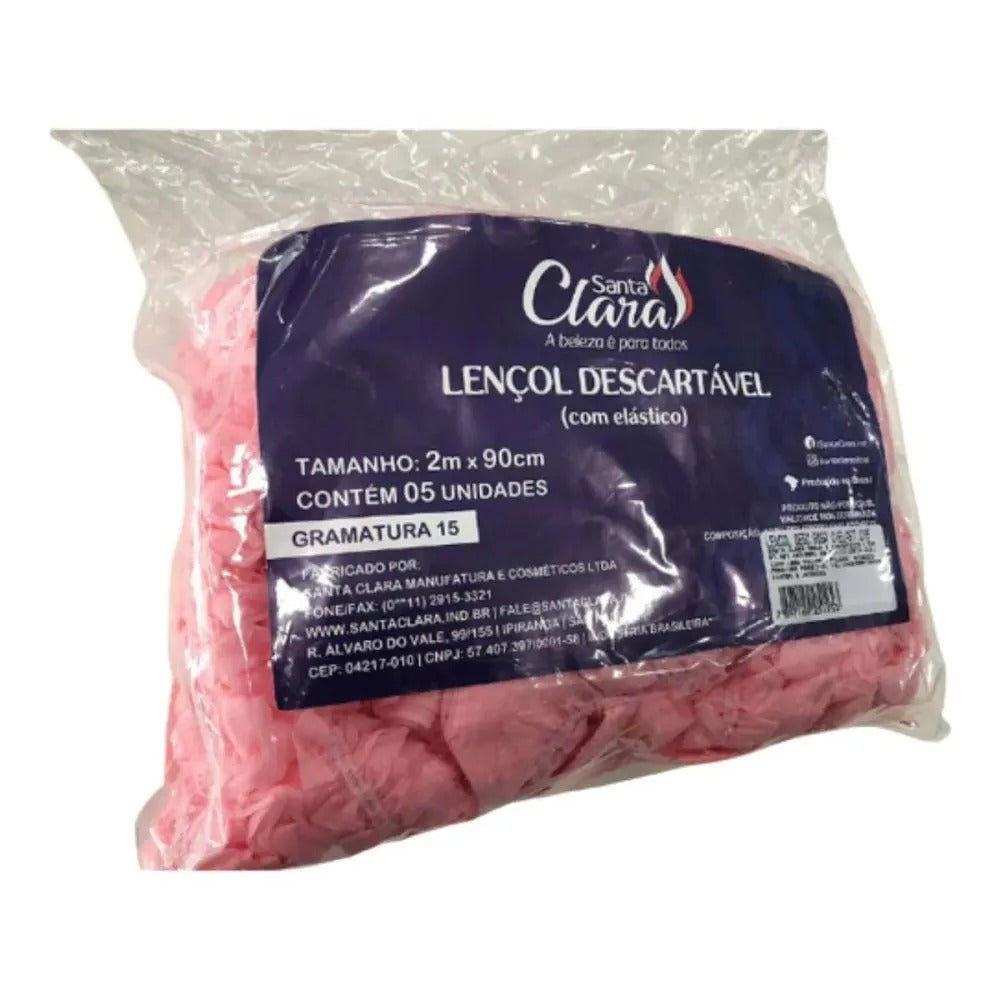 LENÇOL DESCARTÁVEL ROSA 2MX90CM 5UN -SANTA CLARA INVILA - Tudo para unhas em gel