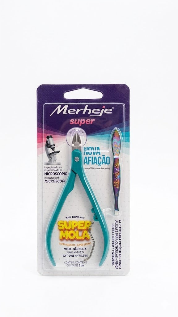 ALICATE PARA CUTICULAS VERDE + PINÇA - MERHEJE