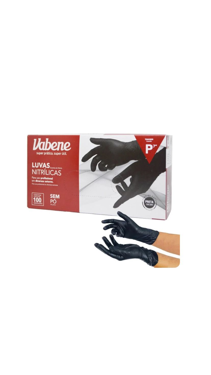 LUVAS NITRILICA SEM PO VABENE PRETA (P) 100un INVILA - Tudo para unhas em gel