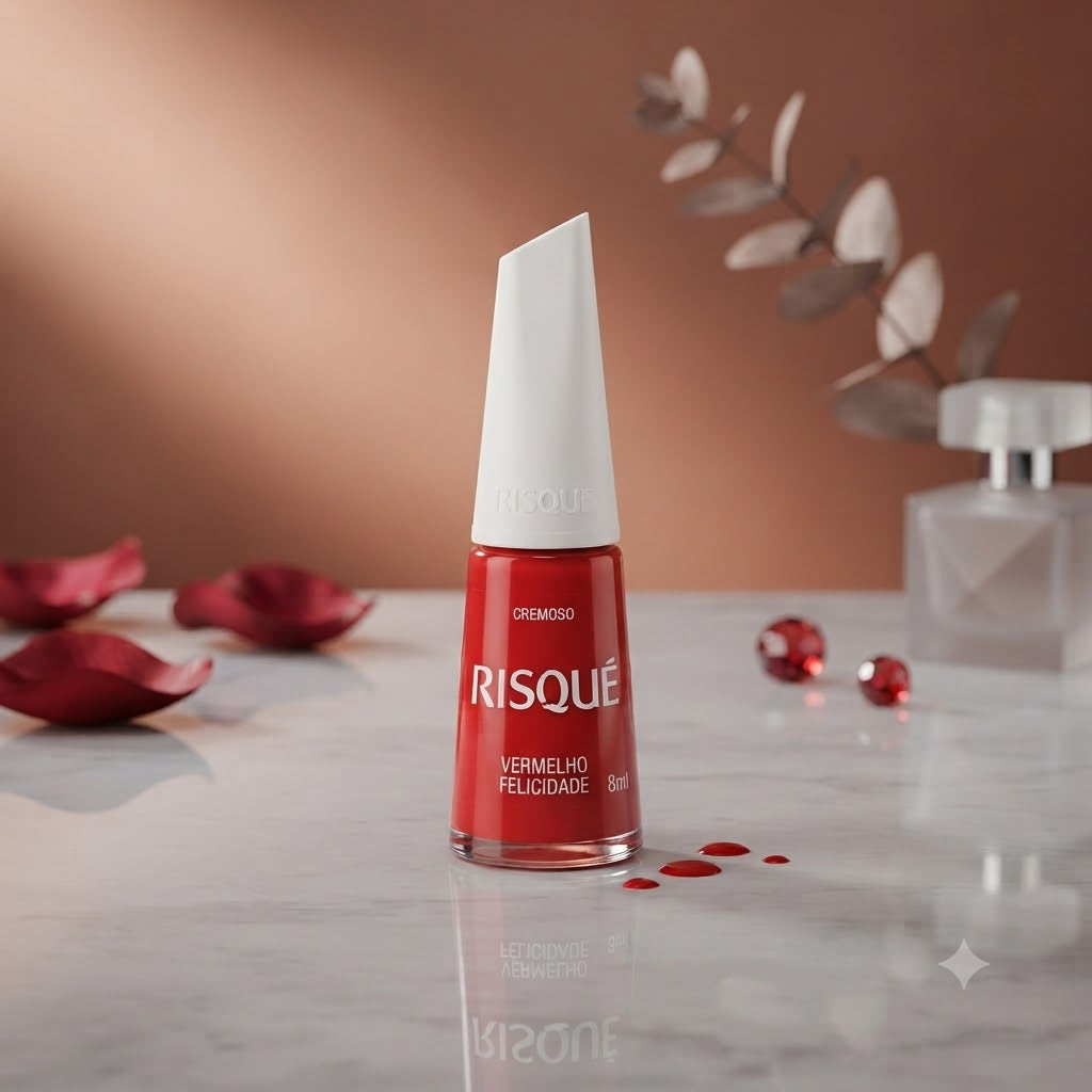 ESMALTE RISQUE 8ML VERMELHO FELICIDADE