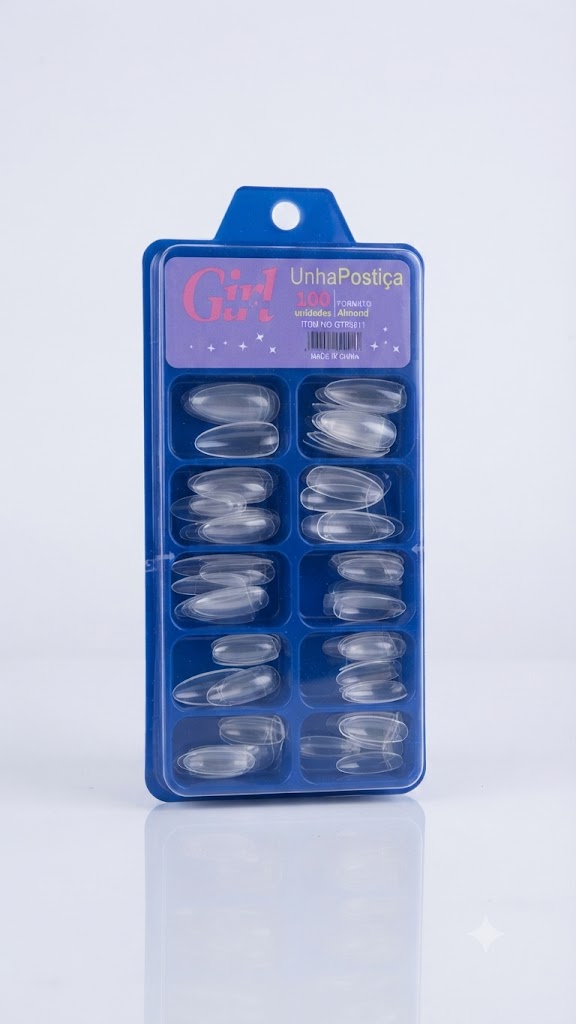 UNHAS POSTIÇAS 100UNIDADES ALMOND - GIRL FATALE