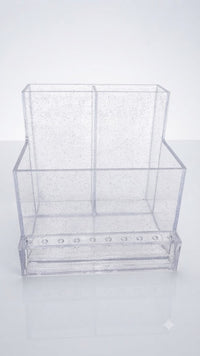 PORTA PINCEL COM 3 ESPAÇOS TRANSPARENTE COM GLITTER