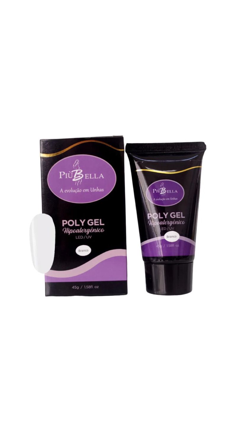 POLY GEL BRANCO 45G - PIU BELLA INVILA - Tudo para unhas em gel