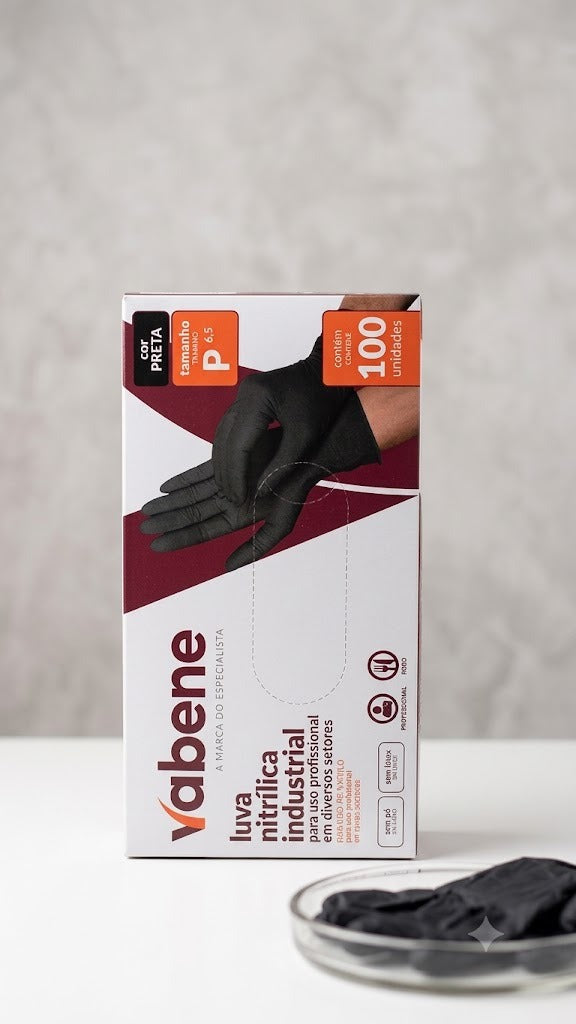 LUVA NITRILICA PRETA P 100 UND - VABENE