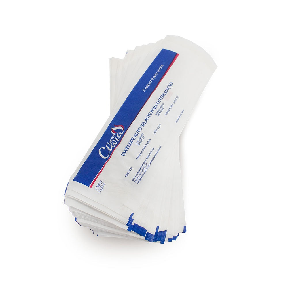 EMBALAGEM PARA ESTERILIZACAO 7cm x 23cm SANTA CLARA COM 20UNID INVILA - Tudo para unhas em gel