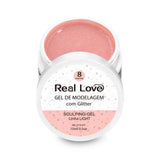 GEL REAL LOVE COM GLITER 8 NUDE PINK 15ML INVILA - Tudo para unhas em gel