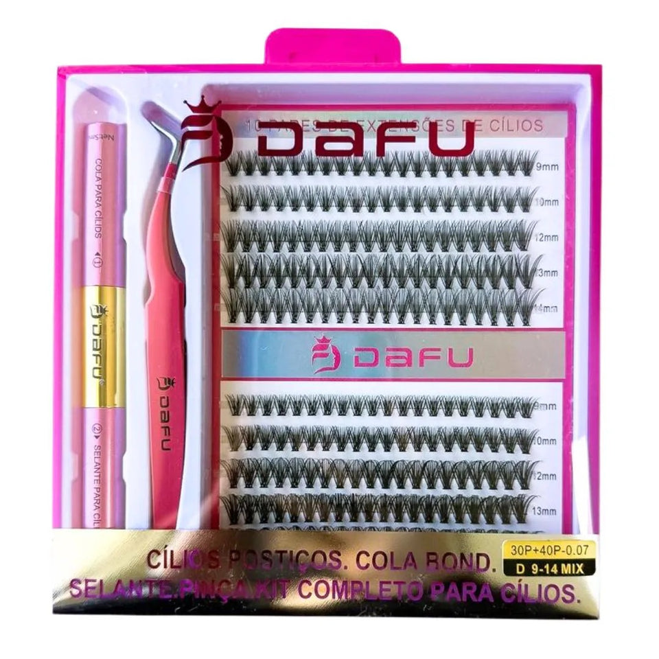 KIT TUFINHO DE CILIOS DAFU DF107-FF75 20P+30P-0.07D 9-14MIX (C/PINCA+COLA+SELANTE)