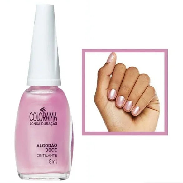 ESMALTE COLORAMA CINTILANTE ALGODÃO DOCE - 8ML INVILA - Tudo para unhas em gel