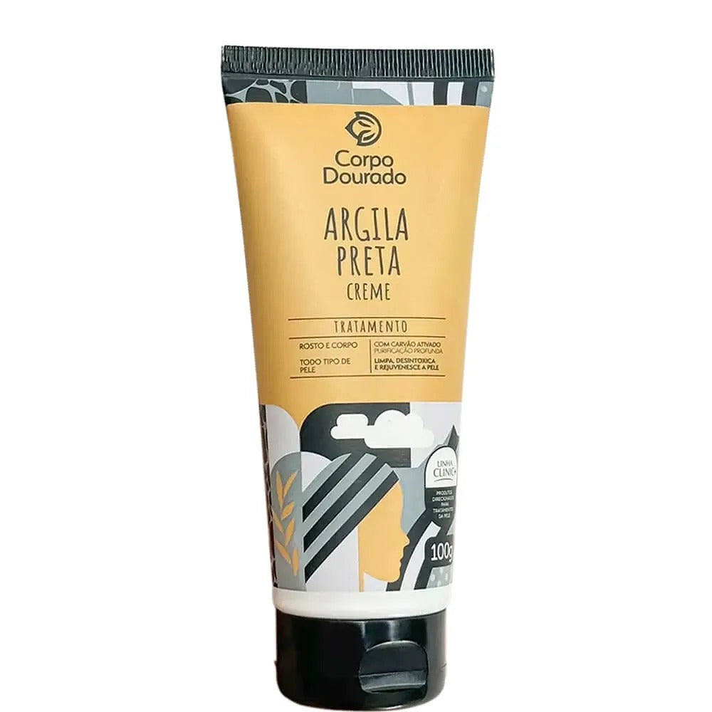 CREME ARGILA PRETA CORPO DOURADO- 100G INVILA - Tudo para unhas em gel