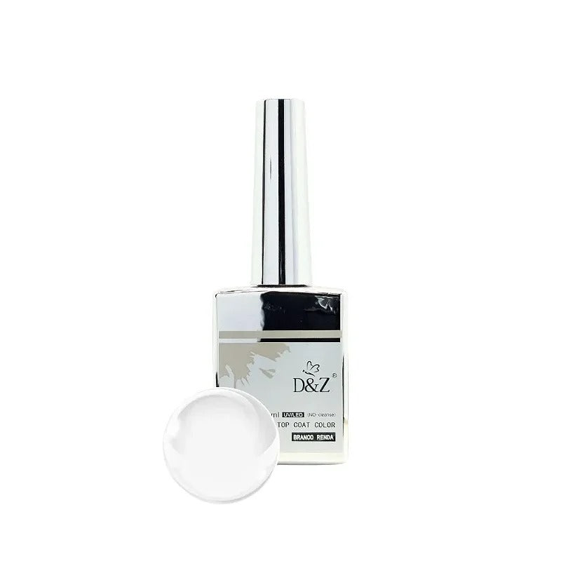 TOP COAT COLOR BRANCO RENDA D&Z- 18ML INVILA - Tudo para unhas em gel