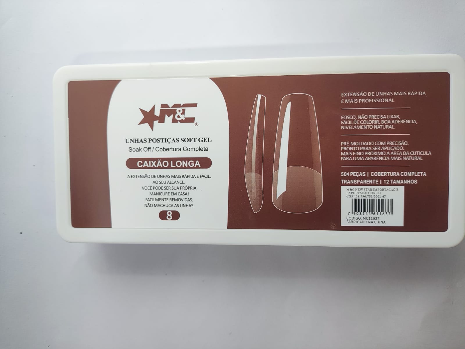 UNHA POSTIÇA CAIXÃO LONGA SOFT GEL MC- 504 PÇS INVILA - Tudo para unhas em gel