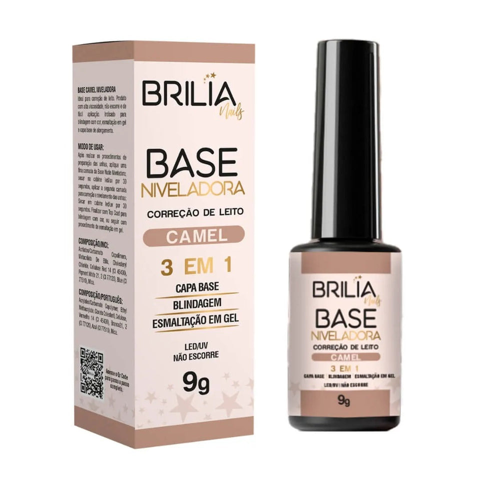 BASE NIVELADORA BRILIA CAMEL 3X1 9G INVILA - Tudo para unhas em gel