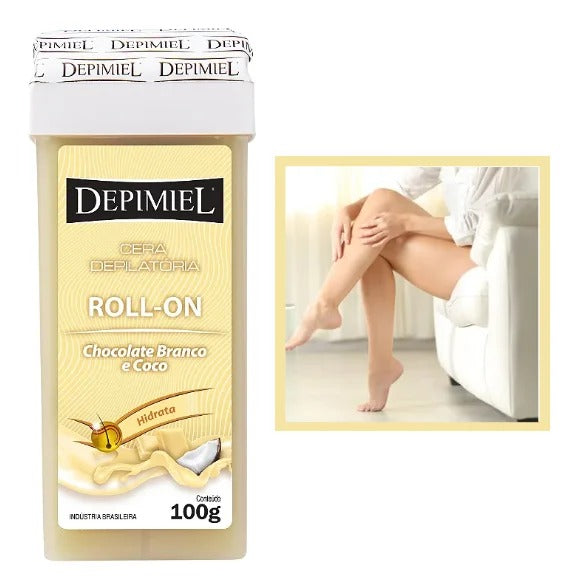 CERA ROLL ON CHOCOLATE BRANCO E COCO DEPIMIEL 100g INVILA - Tudo para unhas em gel