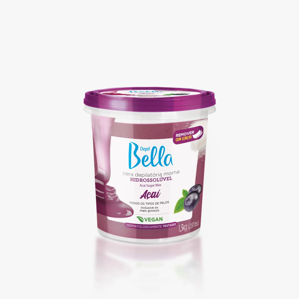 CERA DEPILATÓRIA HIDROSSÓLUVEL AÇAÍ DEPIL BELLA - 1,3KG INVILA - Tudo para unhas em gel