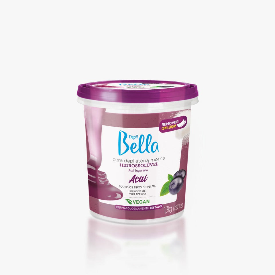 CERA DEPILATÓRIA HIDROSSÓLUVEL AÇAÍ DEPIL BELLA - 1,3KG INVILA - Tudo para unhas em gel