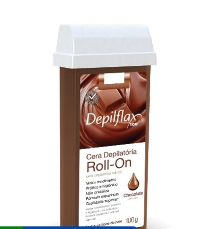 CERA DEPILATÓRIA ROLL-ON CHOCOLATE 100G - DEPILFLAX INVILA - Tudo para unhas em gel