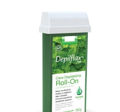 CERA DEPILATÓRIA ROLL-ON HORTELÃ 100G - DEPILFLAX INVILA - Tudo para unhas em gel