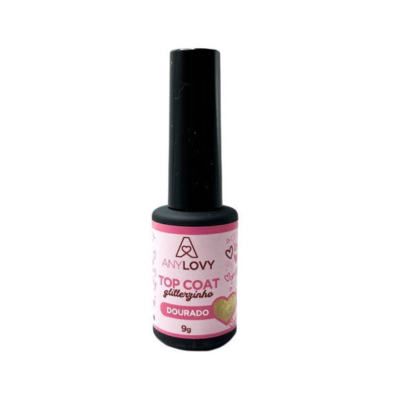 TOP COAT GLITTERZINHO DOURADO- ANYLOVY- 9g INVILA - Tudo para unhas em gel