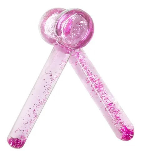PAR DE ESFERAS DE MASSAGEM FACIAL- COM GLITTER INVILA - Tudo para unhas em gel