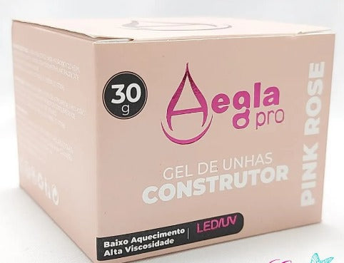 GEL AEGLA CONSTRUTOR PINK ROSE 30g INVILA - Tudo para unhas em gel