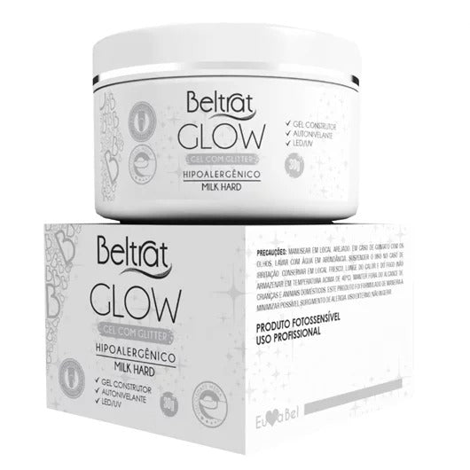 GEL GLITTER GLOW MILK HARD BELTRAT- 30g INVILA - Tudo para unhas em gel