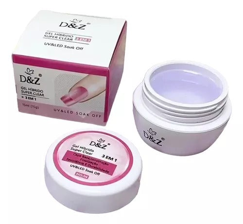 Gel Hibrido 3 Em 1 D&z Clear Builder Capa Base Unhas Led Uv INVILA - Tudo para unhas em gel