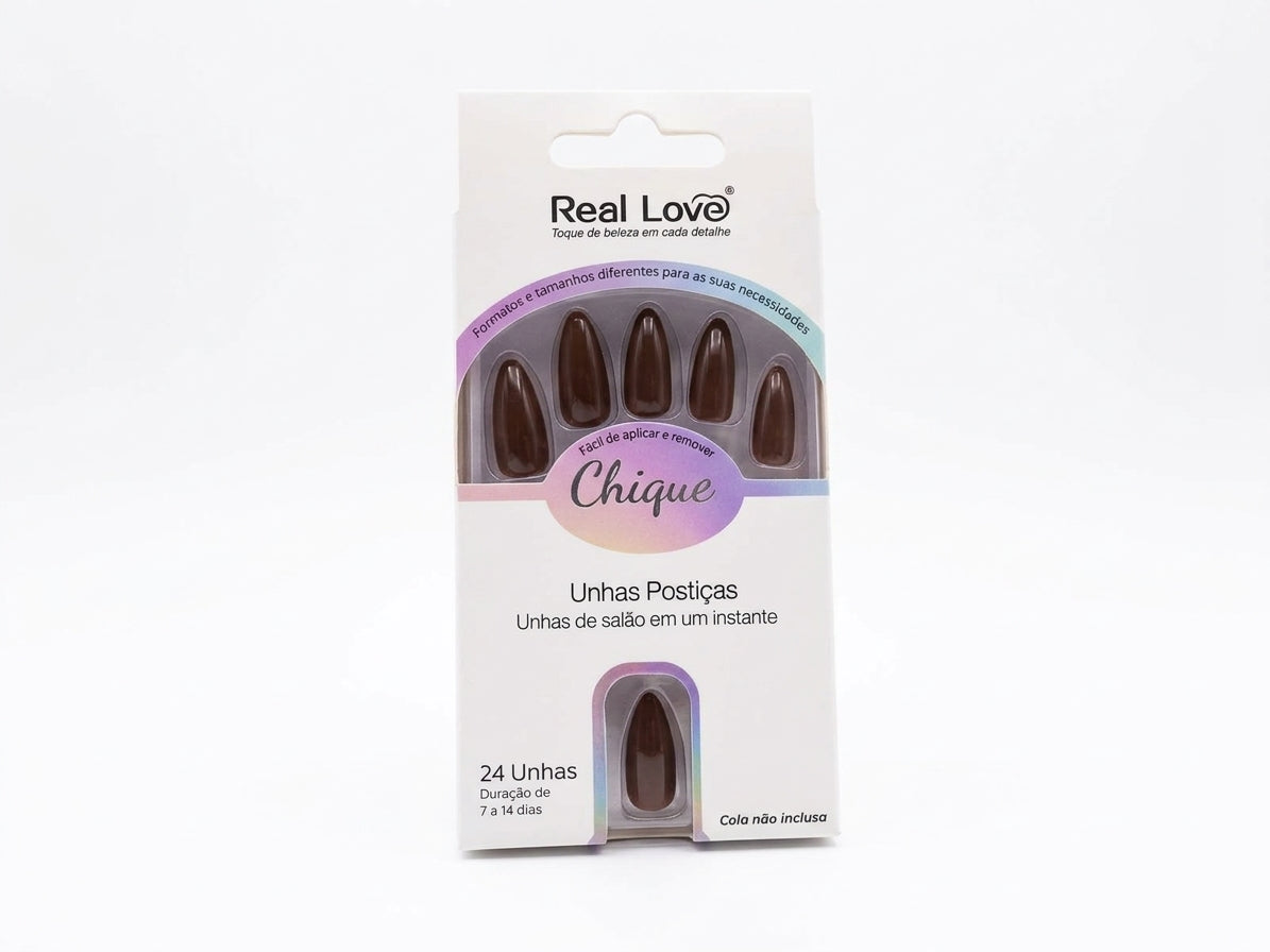 UNHAS POSTIÇAS AUTOCOLANTES REAL LOVE 24un