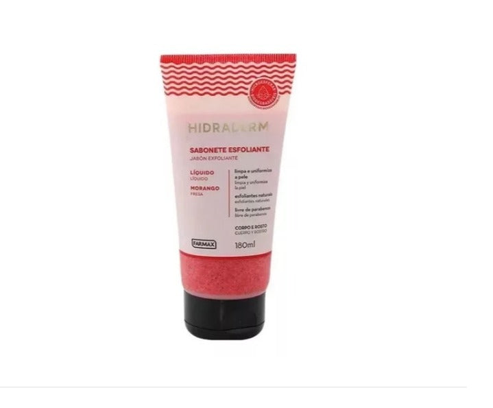 SABONETE ESFOLIANTE MORANGO - HIDRADERM 180ML INVILA - Tudo para unhas em gel