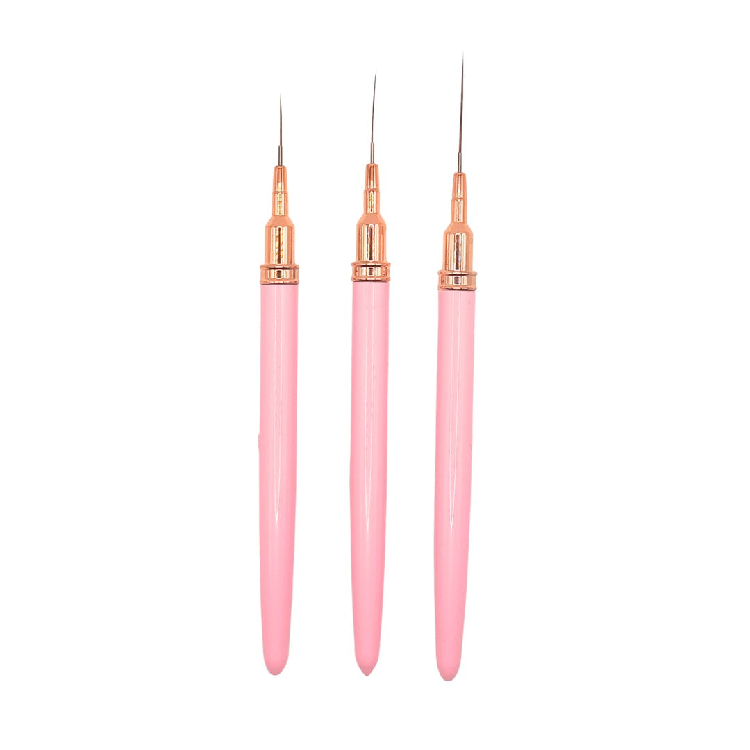 KIT PINCEL ROSA 3 UNID INVILA - Tudo para unhas em gel