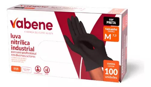LUVAS NITRILICA SEM PO VABENE PRETA (M) 100un INVILA - Tudo para unhas em gel