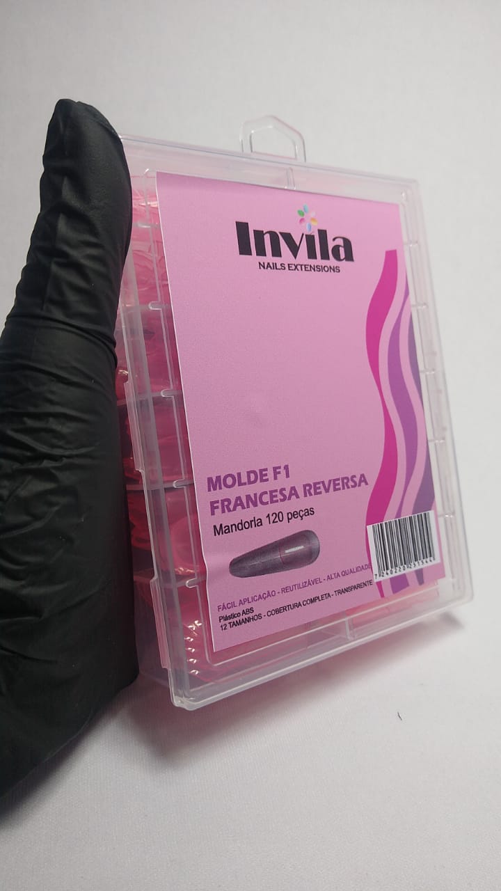 MOLDE F1 FRANCESA REVERSA MANDORLA INVILA 120PCS INVILA - Tudo para unhas em gel