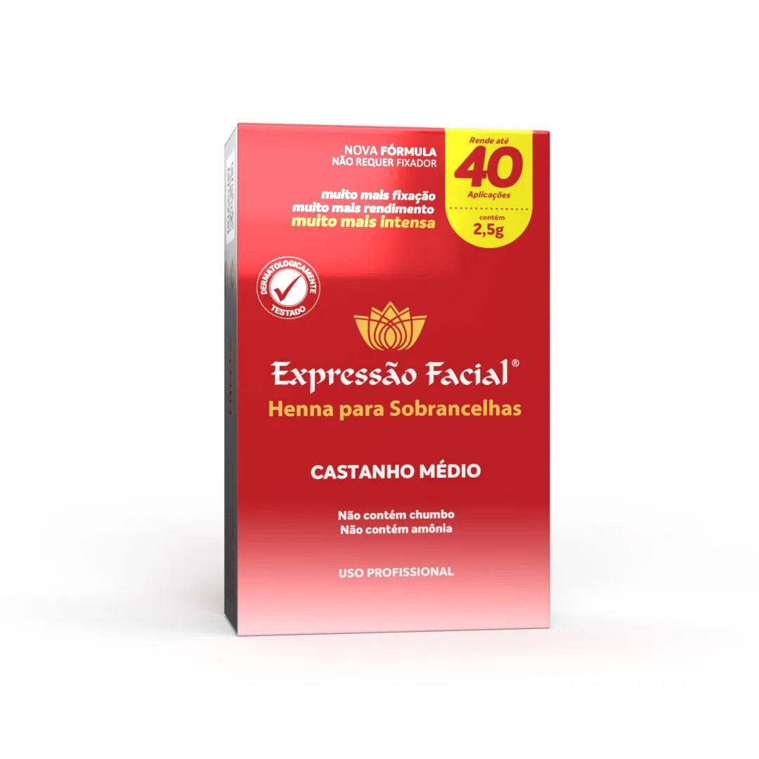 HENNA CASTANHO MÉDIO 2,5G -EXPRESSÃO FACIAL INVILA - Tudo para unhas em gel