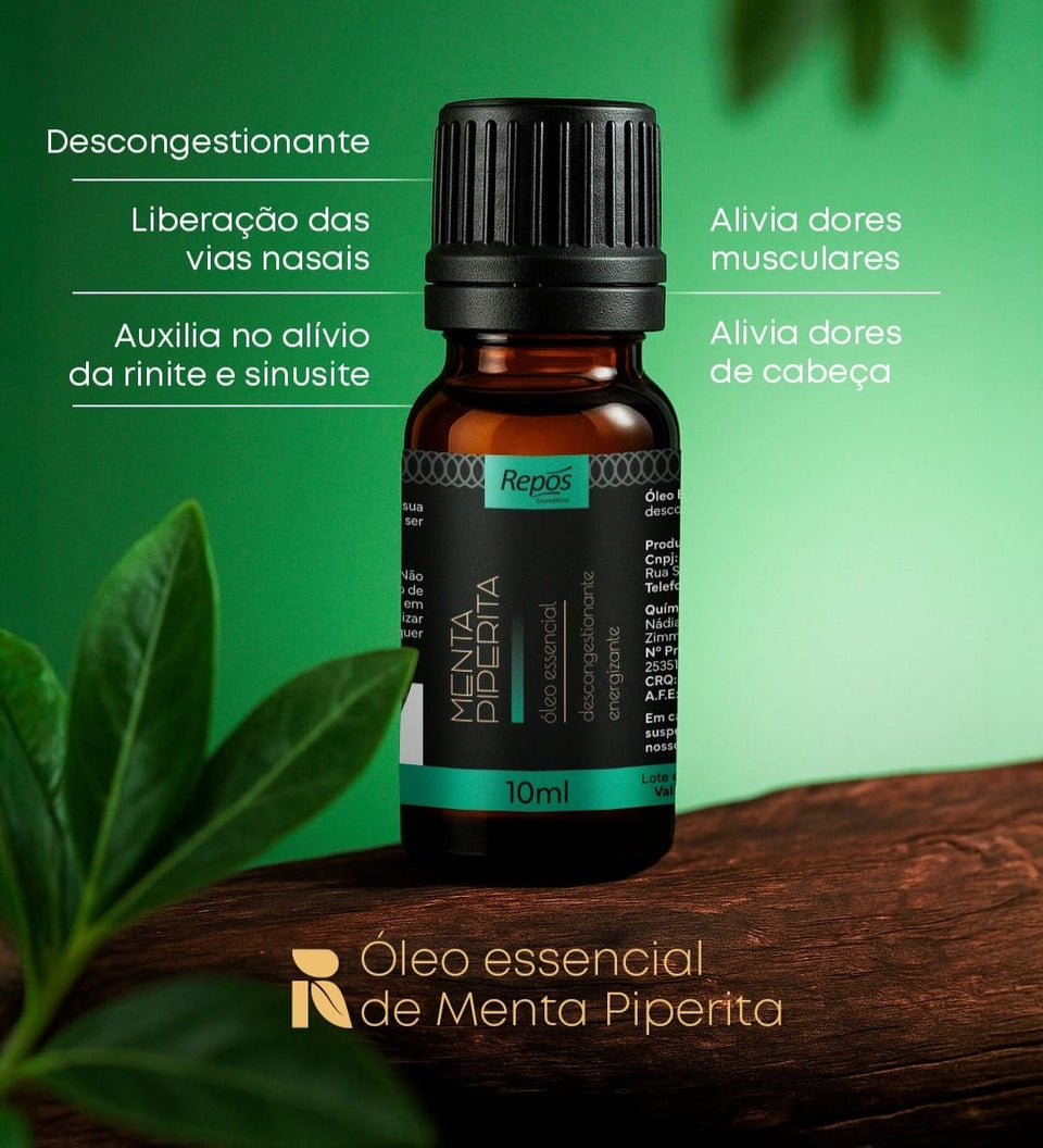 OLEO ESSENCIAL MENTA PIPERITA REPOS 10ML INVILA - Tudo para unhas em gel