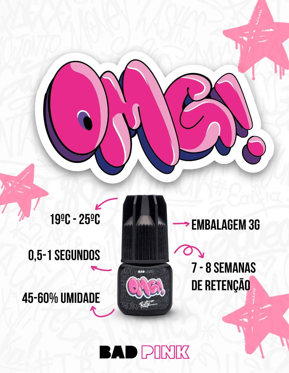 COLA OMG BAD PINK- 3G INVILA - Tudo para unhas em gel