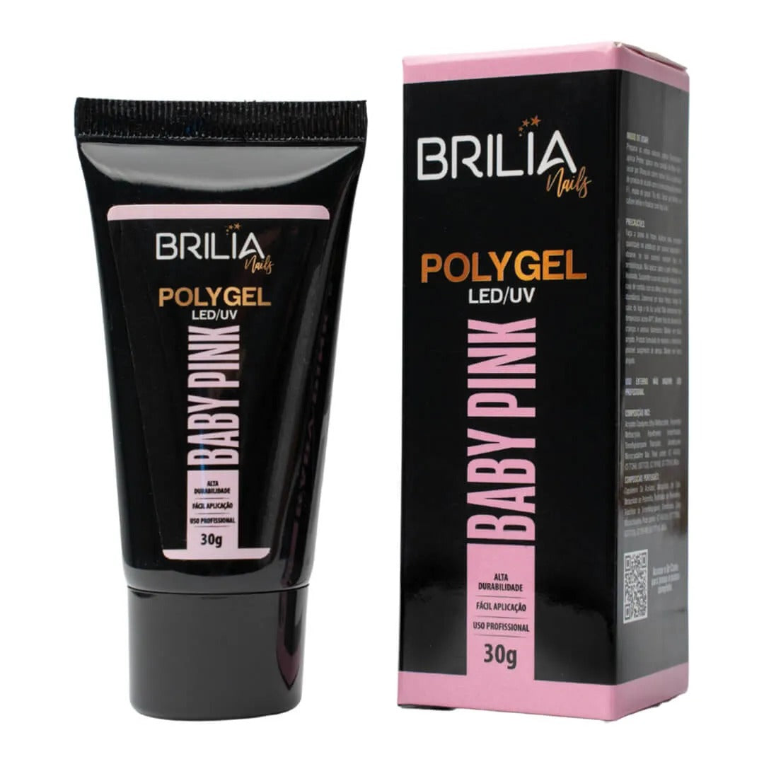 POLY GEL BRILIA BABY PINK 30G INVILA - Tudo para unhas em gel