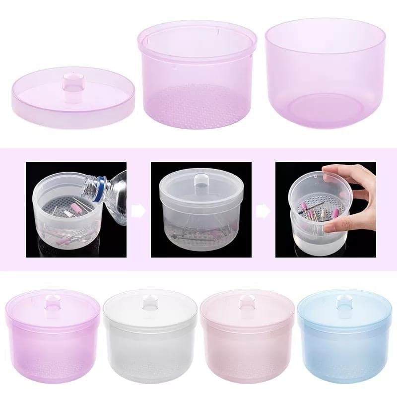 POTE COM GRADE PARA LIMPEZA DE  BROCAS – TRANSLÚCIDO INVILA - Tudo para unhas em gel