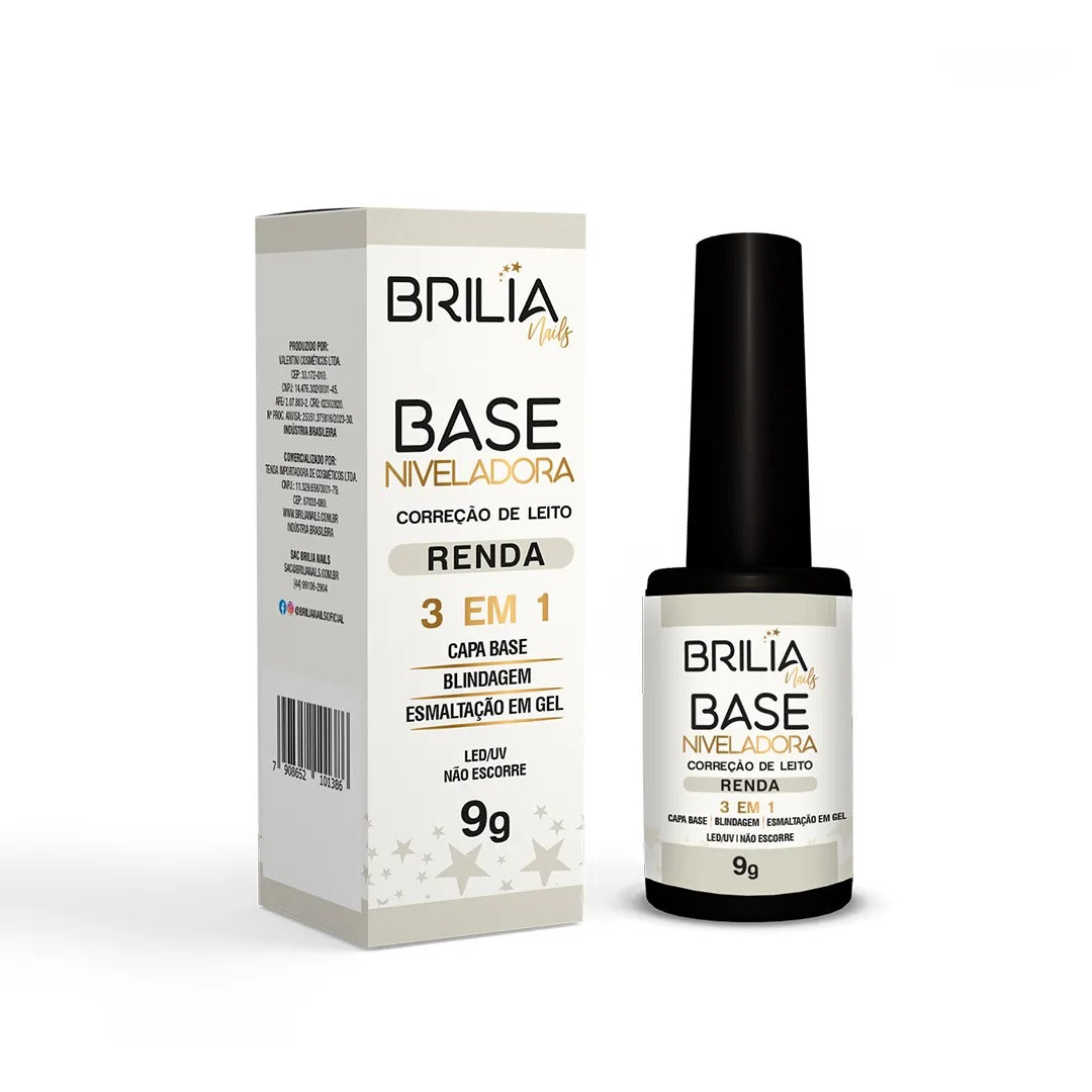 BASE NIVELADORA BRILIA RENDA 3X1 9G INVILA - Tudo para unhas em gel