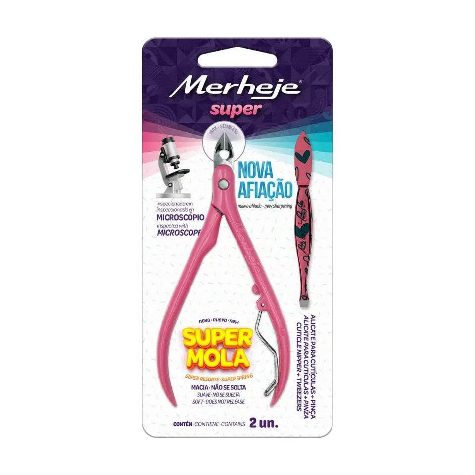 ALICATE PARA CUTICULAS ROSA+ PINÇA- MERHEJE INVILA - Tudo para unhas em gel