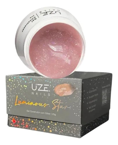 GEL COM GLITTER LUMINOUS STAR NUDE UZE 25G INVILA - Tudo para unhas em gel