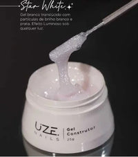 GEL COM GLITTER LUMINOUS STAR WHITE UZE 25G INVILA - Tudo para unhas em gel